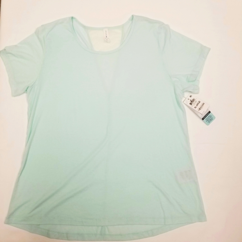 Ideology minty green XL workout shirt top sheer vented back panel NWT